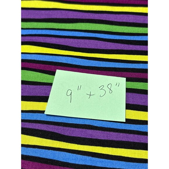 Bright Multicolor Striped Cotton Fabric 9" x 38" for Crafting & Sewing - Picture 2 of 4